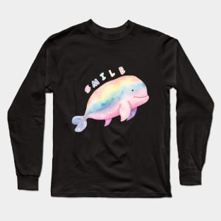 Smile Cute Colorful Baby Whale . Long Sleeve T-Shirt